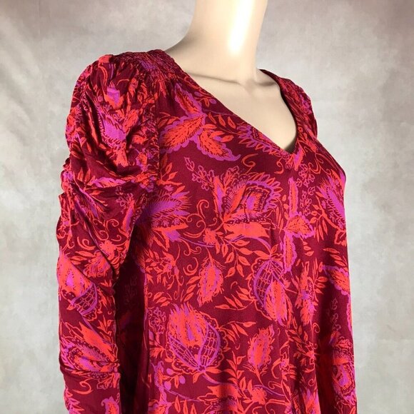 FREE PEOPLE Hello Lover Floral Puffed Sleeve Tunic or Mini Dress NEW XS - Picture 12 of 12